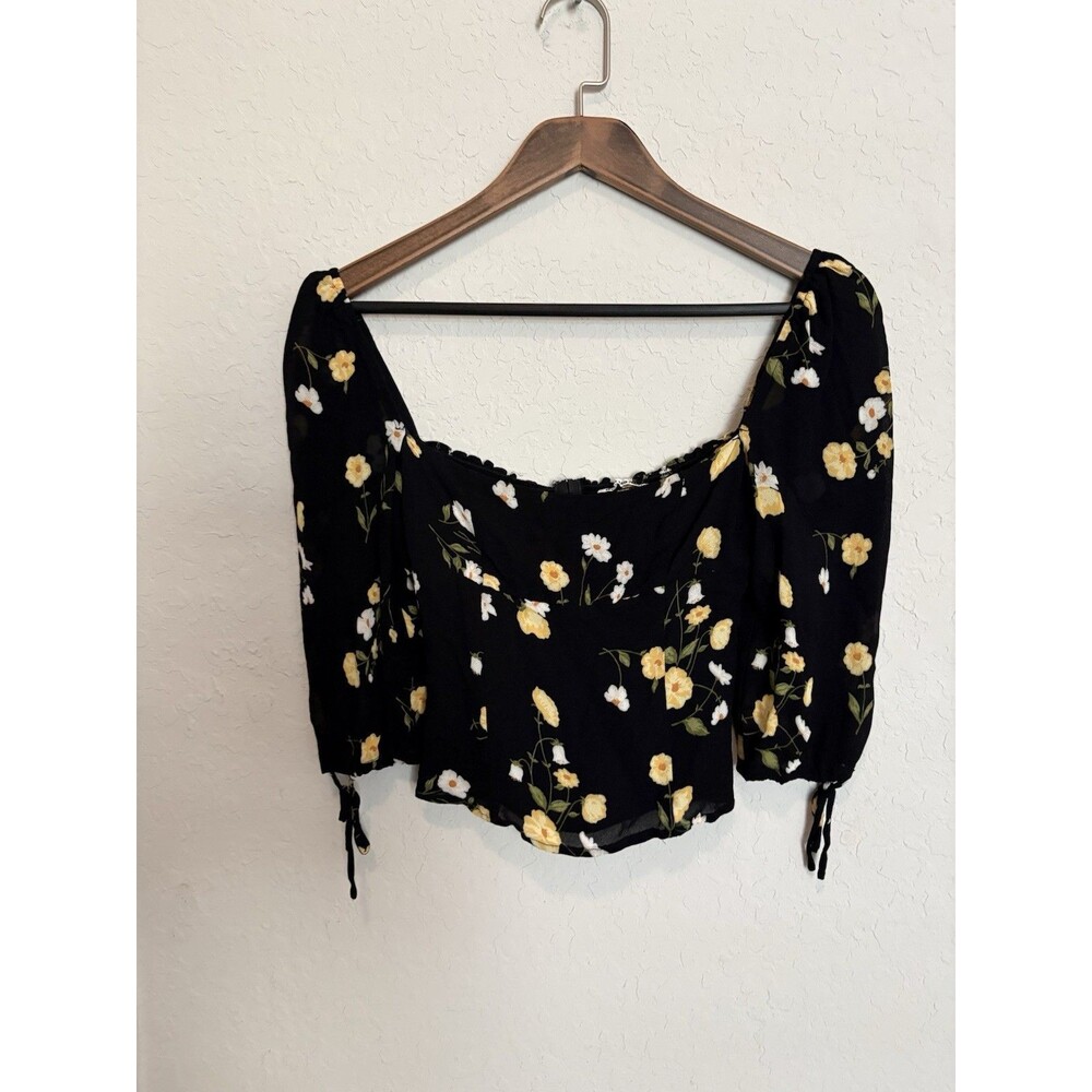 Reformation Milkmaid Blouse Top Womens Sz 4 Floral Cropped Cottagecore Smocked